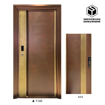 Résistance au feu Porte de jardin en aluminium brun Fermetures intelligentes Porte latérale en aluminium