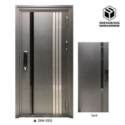 Poudre anti-vol revêtue de finition Porte d'entrée en aluminium moderne gris commercial