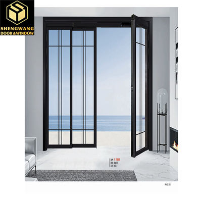 Porte en alliage d'aluminium PT de 2,1 m double vitrage Porte de patio en aluminium noir