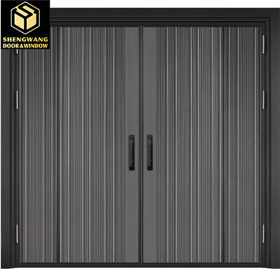 OEM Porte d'entrée en acier inoxydable Porte extérieure en métal revêtue de poudre dorée
