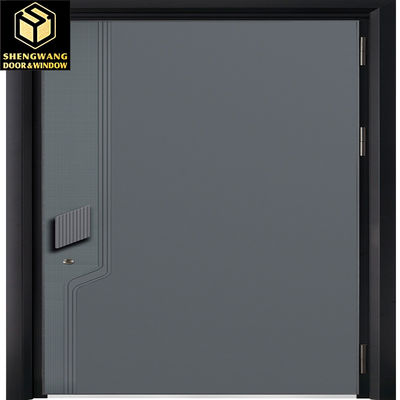 Porte en poudre noire Porte d'entrée en acier inoxydable Transfert de chaleur Impression 2,0 mm portes extérieures en métal massif