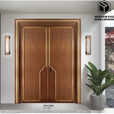 Couleur brune avec résistance à la pénétration de l'eau Porte de cuivre pour la porte d'entrée de la villa Esthétique