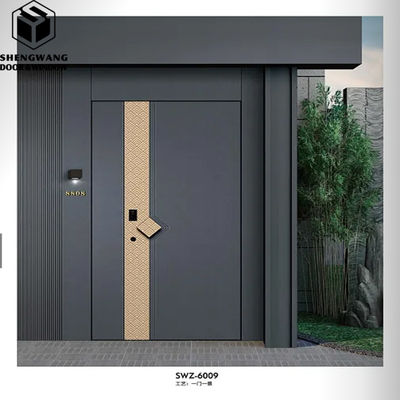 Porte d'entrée en aluminium de chambre grise Porte d'entrée en aluminium résidentielle
