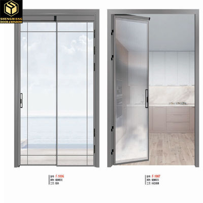 Porte en verre coulissante en aluminium d'argent porte en verre isolé cadre coulissante en aluminium pour l'isolation thermique
