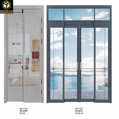 Surface montée bureau balançant demi-porte triple double vitre porte intérieure à charnière