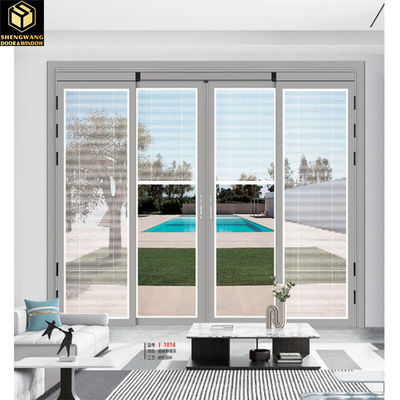 Porte coulissante en verre en aluminium blanc brun Tailles personnalisées Porte extérieure en verre en aluminium