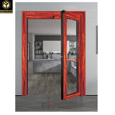 Porte à charnière en aluminium rouge et noir Porte à charnière en verre Porte pliante en aluminium ODM