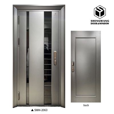 Porte en aluminium de 60 mm et 70 mm d'épaisseur pour chambre appartement avec porte en acier incendie
