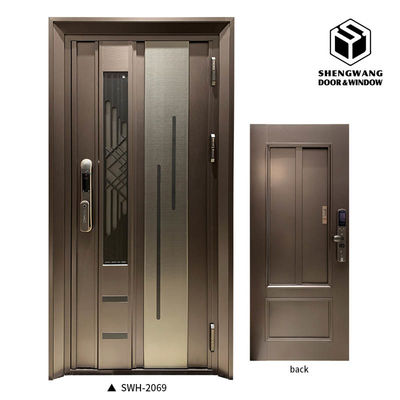 Porte de chambre en aluminium ignifuge argenté Couleur personnalisée Mdf Porte à noyau solide ODM