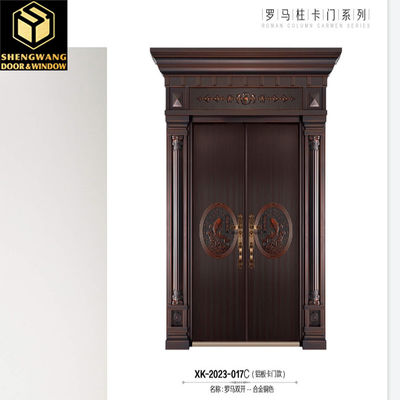 Porte d'entrée en bois de couleur tout en aluminium pour la plus grande maison