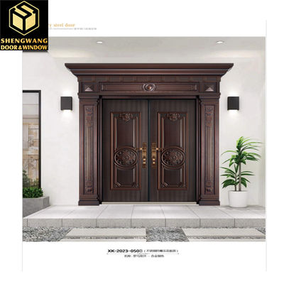 Poudre anti-vol revêtue de finition Porte d'entrée en aluminium moderne gris commercial
