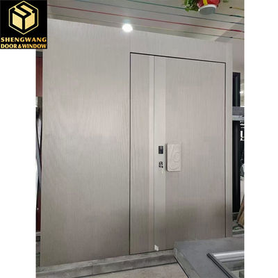 Porte de jardin en aluminium en bois noir sans bruit Porte d'entrée en aluminium pivot