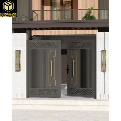 Portail de jardin en cuivre avec écran coulissant noir et porte en cuivre esthétique