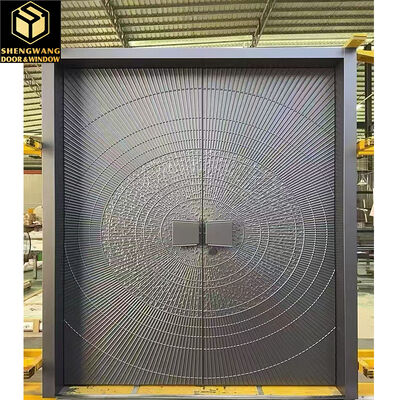 Porte de jardin en aluminium en bois noir sans bruit Porte d'entrée en aluminium pivot